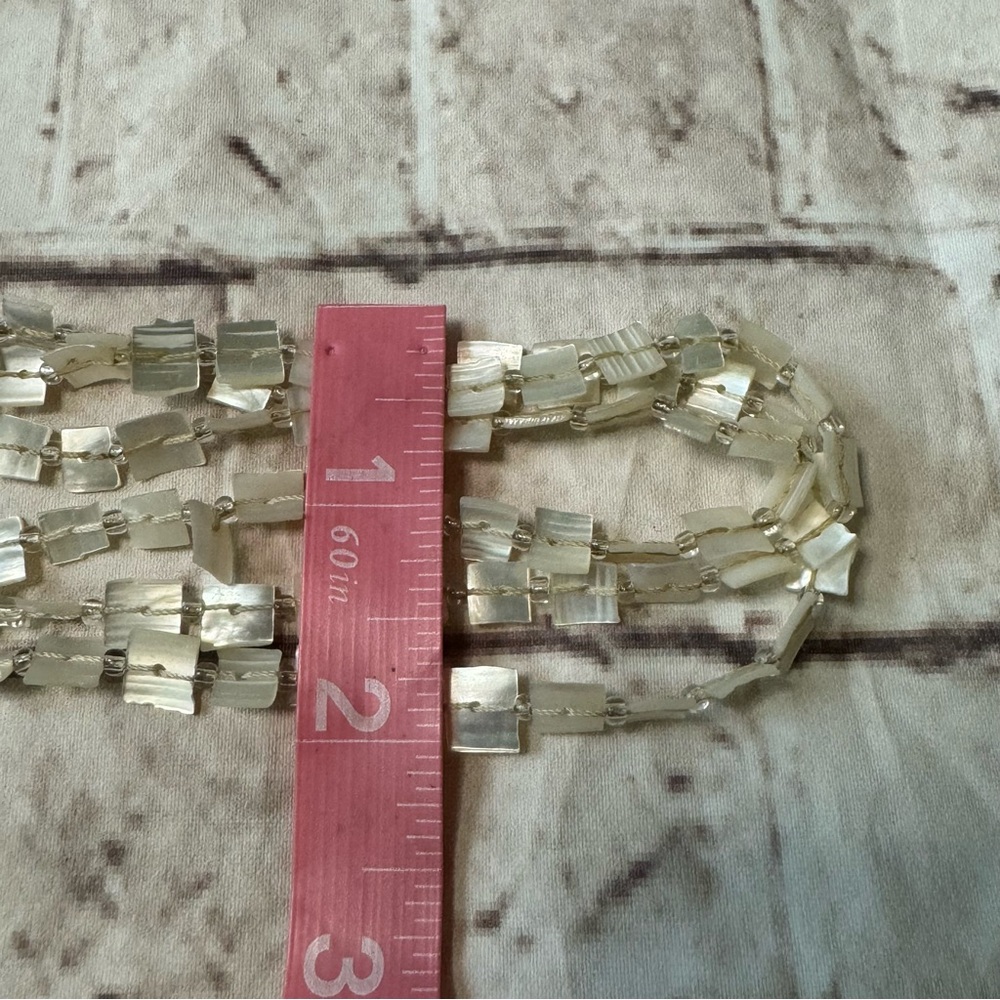 Vintage Authentic White Square Shell Necklace - image 7